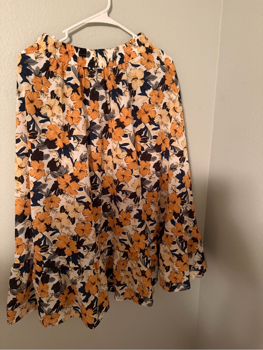 Women's Floral Maxi Skirt - Yellow Floral Print